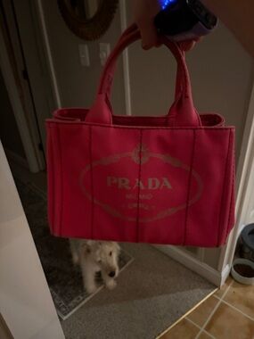 Prada Pink Canvas Tote Bag - Pink CANAPA